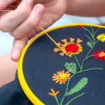 Women's hand embroidery in a hoop